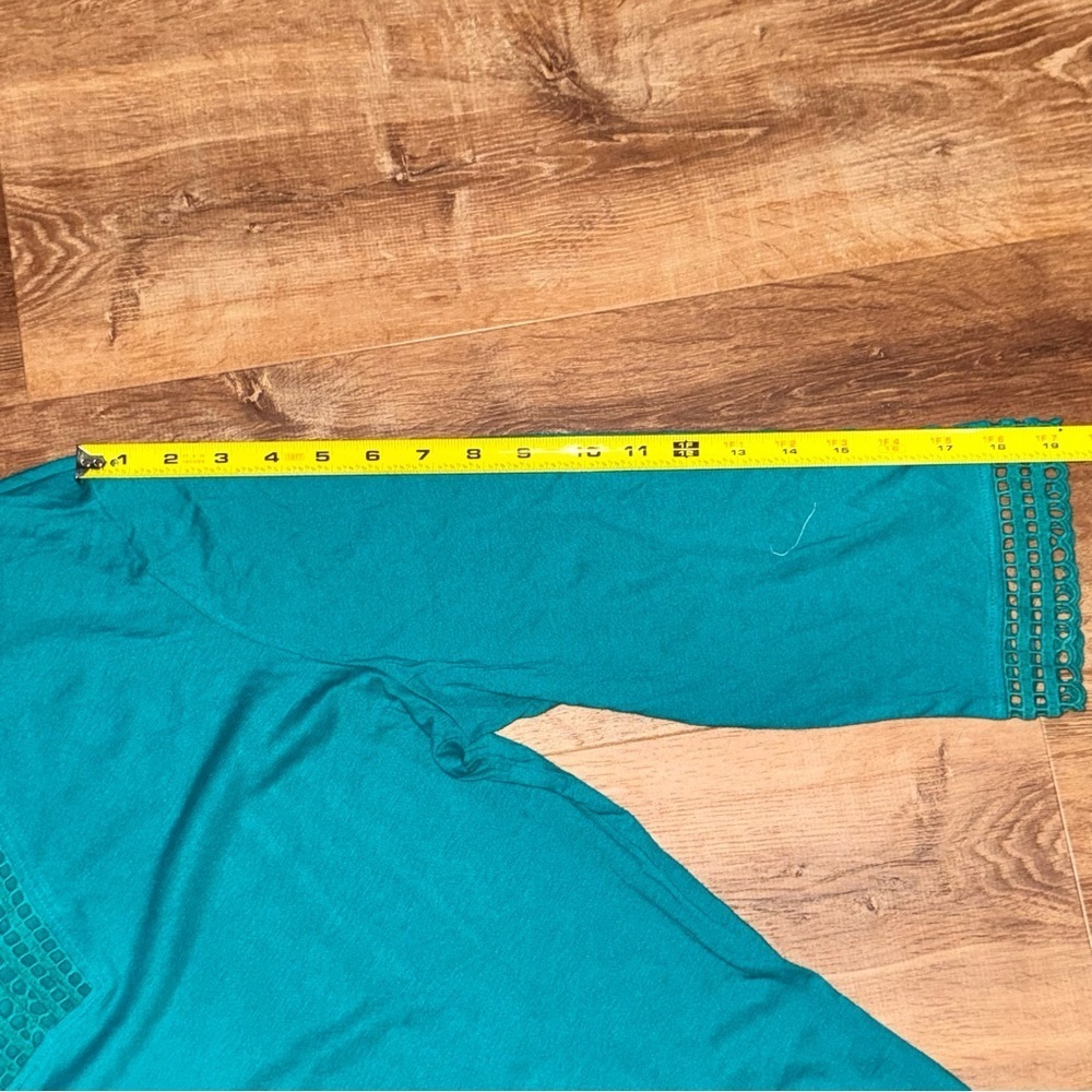 Jaclyn Smith NWT XXL Aqua Teal Green Crochet V-Neck Tunic Top Shirt Blouse Plus - Picture 13 of 13